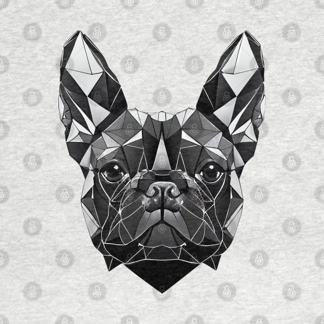 French Bulldog Geometric Portrait - Black Sapphire by Bondoboxy